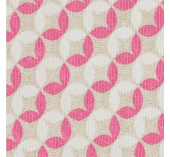 Tissu imprimé aspect lin « Cercles de feuilles »