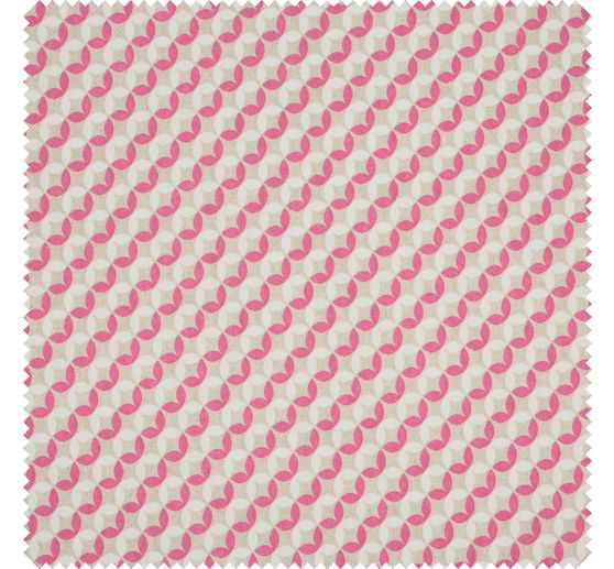 Tissu imprimé aspect lin « Cercles de feuilles »