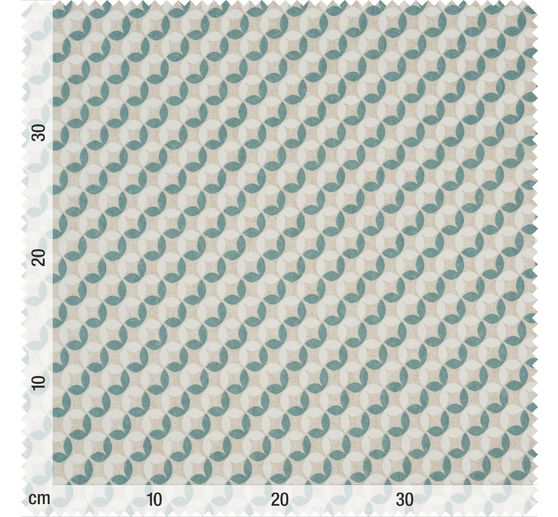 Tissu imprimé aspect lin « Cercles de feuilles »