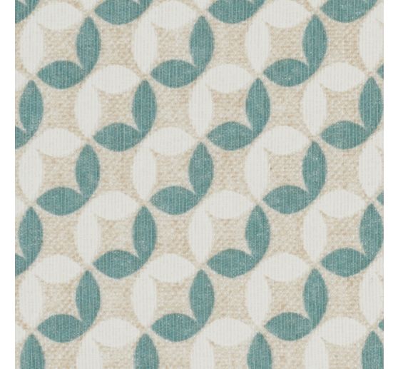 Tissu imprimé aspect lin « Cercles de feuilles »