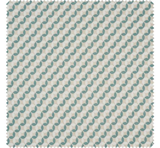 Tissu imprimé aspect lin « Cercles de feuilles »