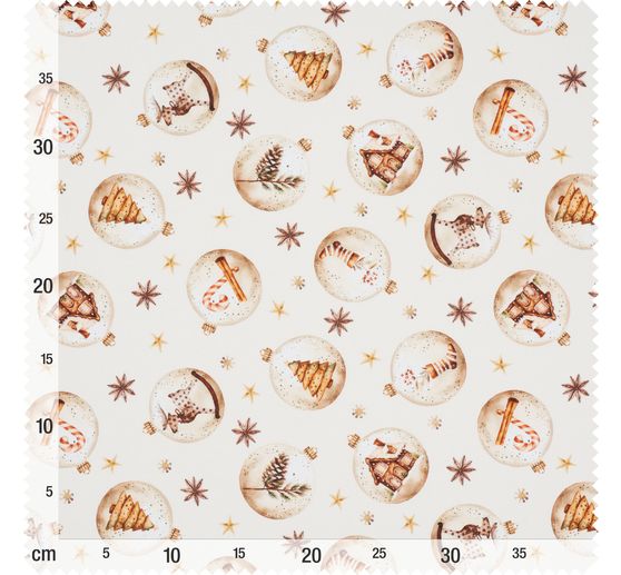 Tissu coton au mètre « Boules de Noël »