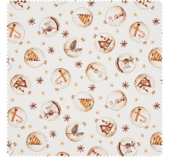 Tissu coton au mètre « Boules de Noël »