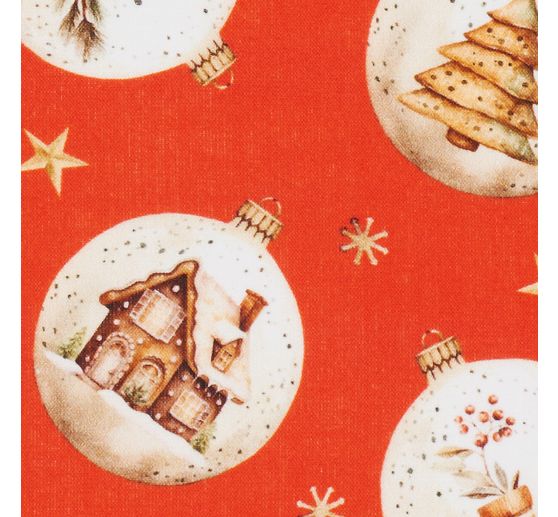 Tissu coton au mètre « Boules de Noël »