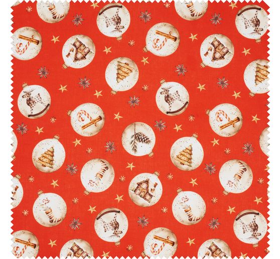 Tissu coton au mètre « Boules de Noël »