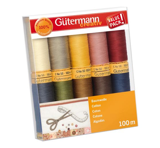 Gütermann Sewing thread set cotton, 10 spools