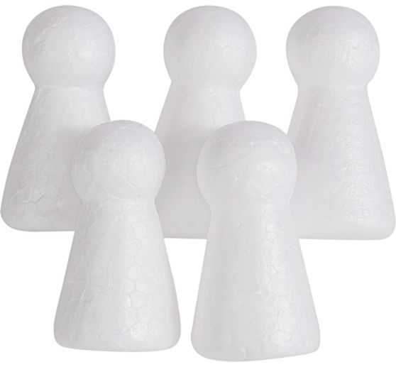 Cônes figurines en polystyrène, H 5,5 cm, 5 pc.