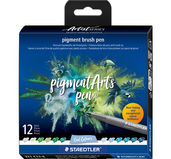 Pigment brush pen STAEDTLER, set de 12