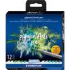 Pigment brush pen STAEDTLER, set de 12 Cool Colours