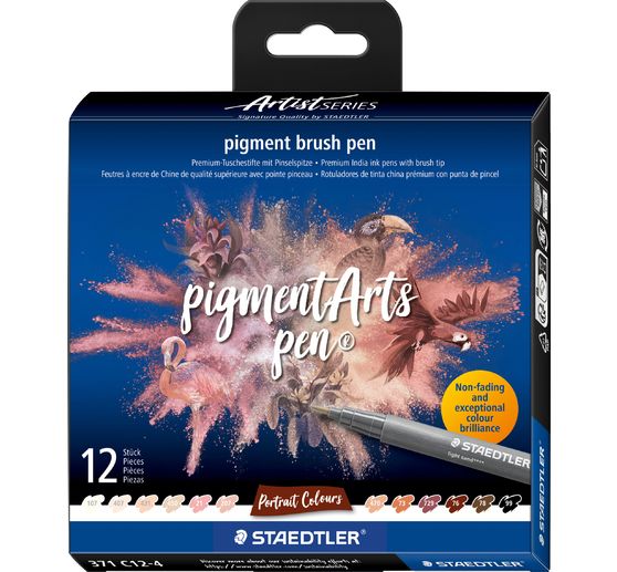 Pigment brush pen STAEDTLER, set de 12