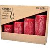 Bougies de l'Avent "Rustic", en dégradé, lot de 4 Rouge rubis