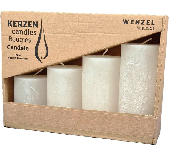 Bougies de l'Avent "Rustic", en dégradé, lot de 4