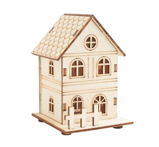 Kit de construction en bois VBS « Maison avec clôture » éclairage LED