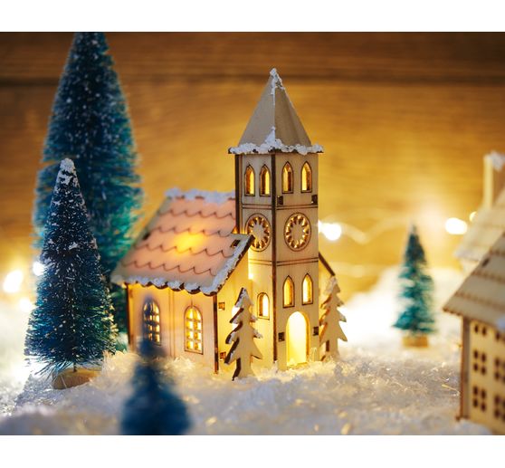 VBS Miniatur Tannenbaum, 16er-Set, beschneit