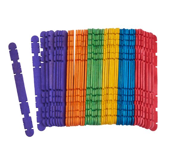 VBS Wooden spatula "Colored" with notches, 50 pcs.