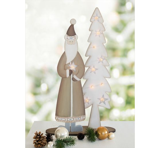 Stehfigur "Weihnachtsmann mit Tanne"