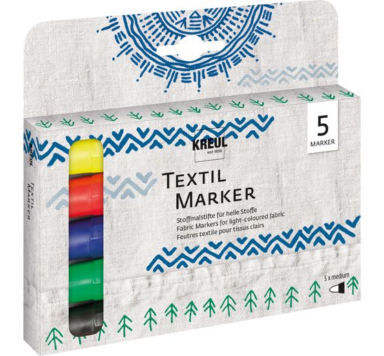 KREUL Textile Marker medium, set of 5