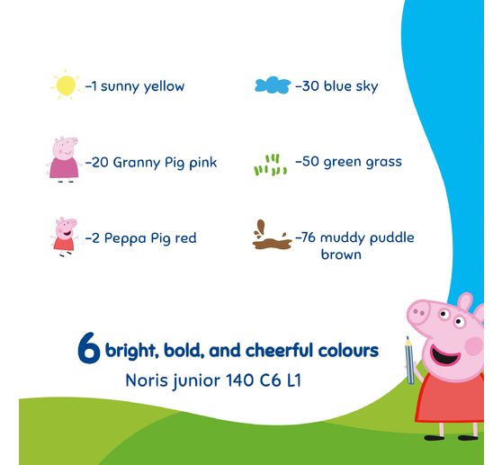 Crayons de couleur pour enfants Noris junior &laquo; Peppa Pig &raquo;, + 1 taille‑crayon
