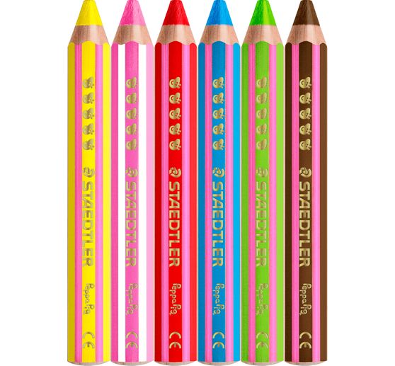 Crayons de couleur pour enfants Noris junior &laquo; Peppa Pig &raquo;, + 1 taille‑crayon