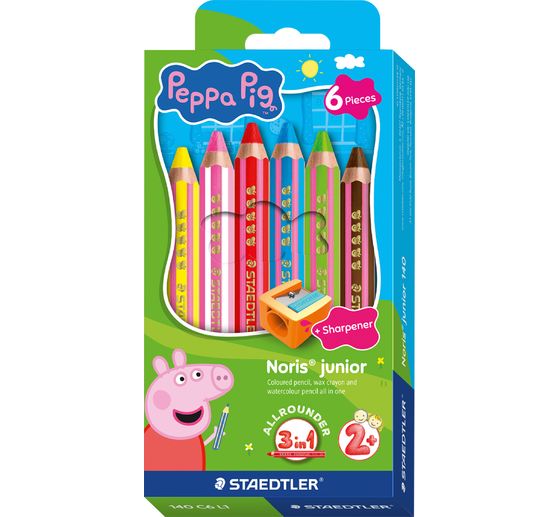 Crayons de couleur pour enfants Noris junior &laquo; Peppa Pig &raquo;, + 1 taille‑crayon