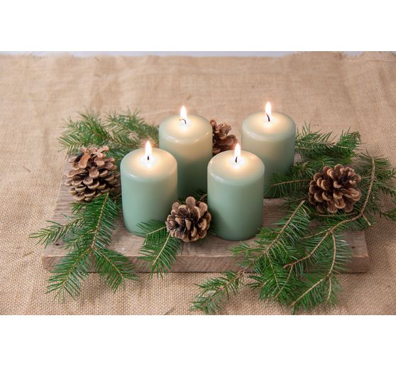 Bougies piliers &laquo; Nature &raquo;, lot de 4