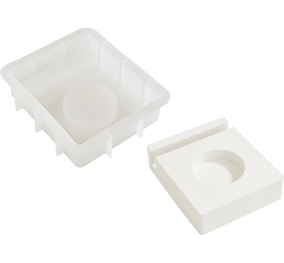 Moule en silicone VBS &laquo; Bougeoir pour bougie chauffe-plat - Rectangulaire &raquo; &agrave; bord embo&icirc;table