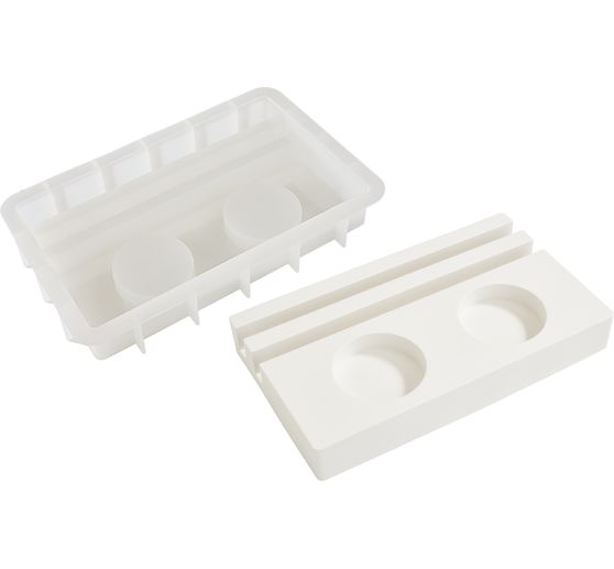 Moule en silicone VBS &laquo; Bougeoir pour bougie chauffe-plat - Rectangulaire &raquo; &agrave; bord embo&icirc;table