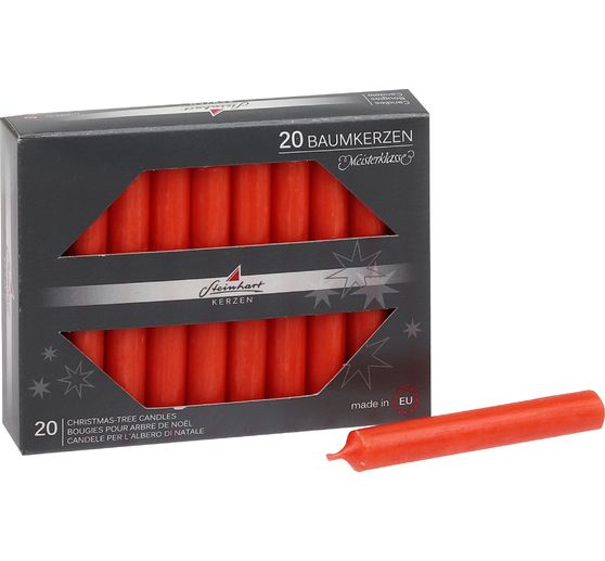 Christmas tree candles, solid‑coloured, pack of 20