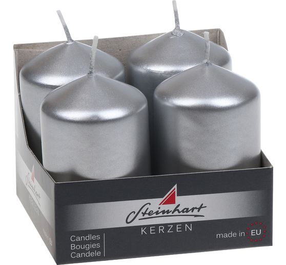 Kleine Stumpenkerzen "Edelglanz", 4er-Pack