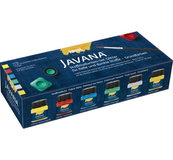 Peinture pour tissus Javana « Pailleté », couleurs principales, set de 6