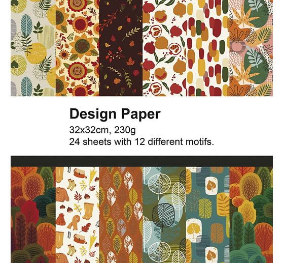 Design paper block, 32 x 32 cm, 24 sheets