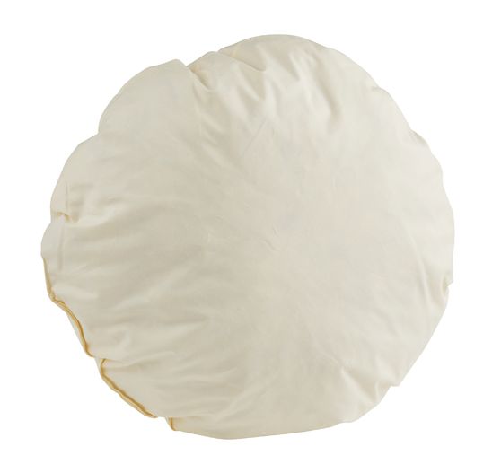 Coussin coton, rembourrage plumes, rond