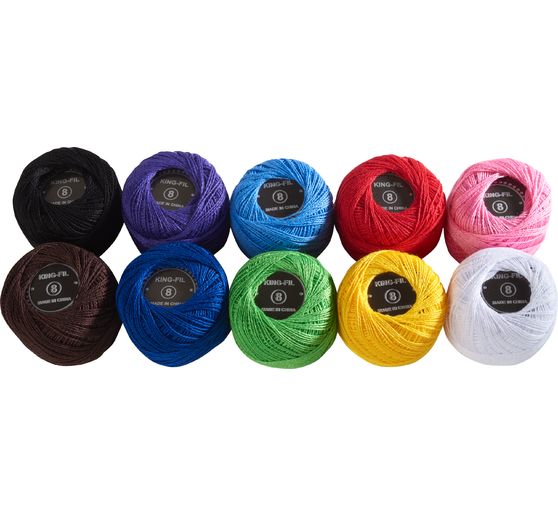 Fil à crocheter VBS « Assortiment multicolore », 10 bobines de 86 m