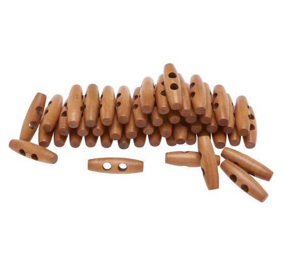 Boutons bûchettes en bois VBS, 50 pc.