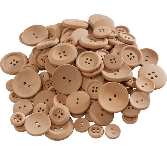 Boutons en bois VBS « Tailles variées », 100 g