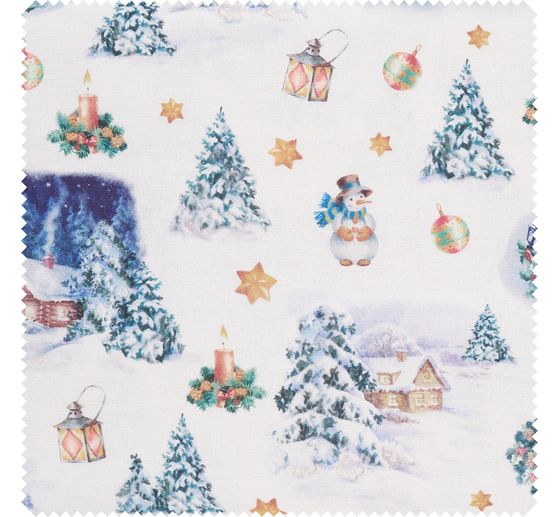 Tissu coton au mètre « Noël Blanc »