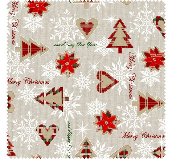 Motif fabric linen look "Classic Christmas"