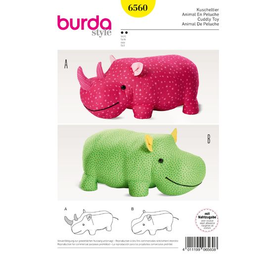 Burda Pattern No. 6560 "Cuddly Toy Rhino"