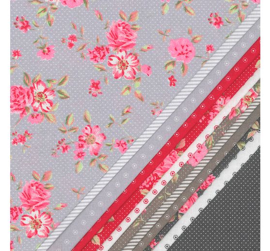 Assortiment de tissus « Rosenborg », 12 coupons de 48 x 48 cm