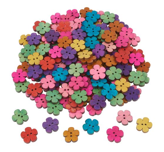 Boutons en bois VBS « Fleurs », 160 pc.