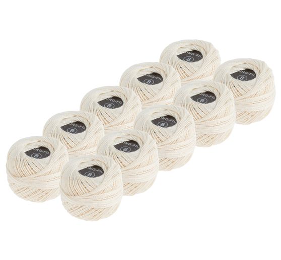 Fil à crocheter VBS « Crème », 10 pelotes de 30 m