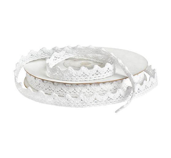 VBS Crochet ribbon "White", 10 mm, 9 m