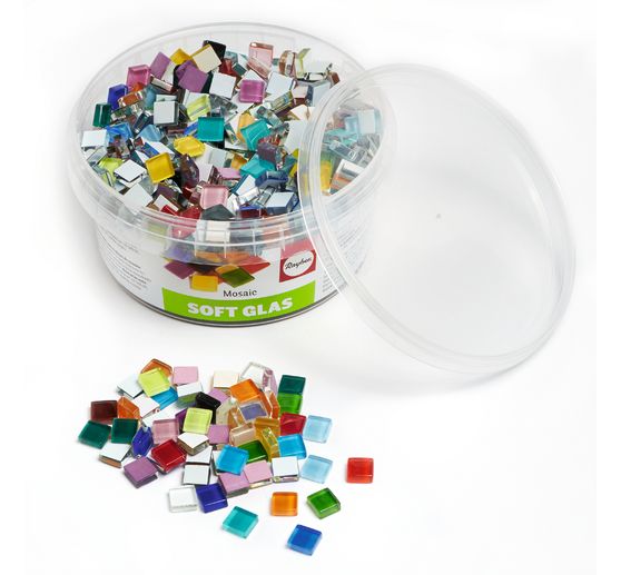 Soft glass-Mosaic stones, "Colourful mix", 500 g