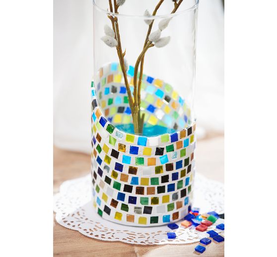Tesselles de mosaïque en verre « Multicolore », transp.+opaques, 10x10mm