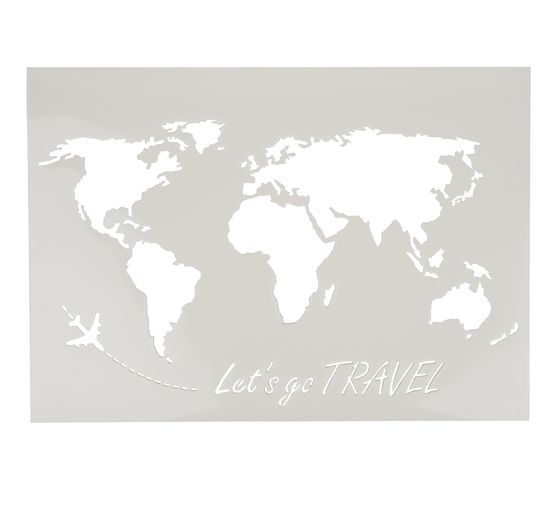 Stencil "World map lets go travel", A3