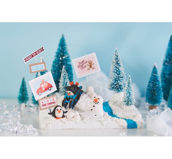 VBS Miniatur Tannenbaum, 16er-Set, beschneit