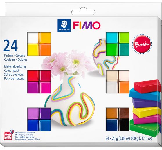 Assortiment FIMO soft « Basic », 24 demi-pains, 600 g