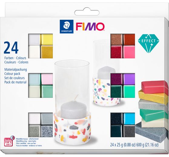 Assortiment FIMO soft « Effect », 24 demi-pains, 600 g