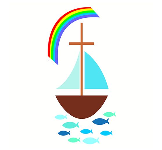 Wax motive "Sailing boat with Rainbow"