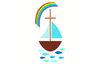 Wax motive "Sailing boat with Rainbow"